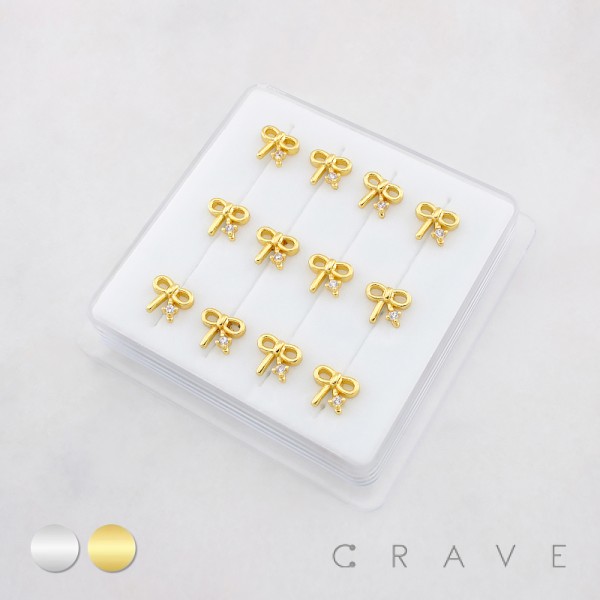 DAINTY COQUETTE BOW PIERCING 316L SURGICAL STEEL L-SHAPE NOSE BOX DAINTY COQUETTE BOW PIERCING 316L SURGICAL STEEL L-SHAPE NOSE BOX